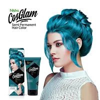 Nisha Cosglam Semi Permanent Hair Color for Unisex, Infused Conditioner, Glossy Finish, No Ammonia, No Peroxide  Non Oxidative, Vegan Highlights Hair Dye 120g #52 Peacock Blue-thumb2