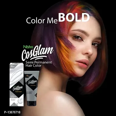 Nisha Cosglam Semi Permanent Hair Color 120g Pastel Hair Colour for Unisex, Infused Conditioner, Glossy Finish, No Ammonia, No Peroxide and Non Oxidative Vegan Highlights Hair Dye (Pastel Creator)-thumb5