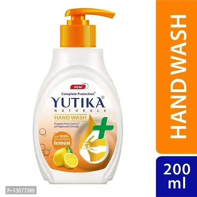 Yutika Naturals Complete Protection Lemon Handwash 100% Natural Extract Liquid Soap Pump, 200ml With 180ml Liquid Refill Handwash-thumb2