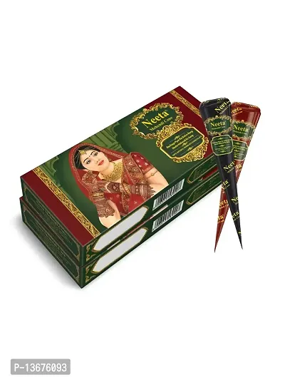 Neeta Mehendi Cones for Hand 4 Pc in 1 Box (Pack of 7) Bridal Mehndi Cones Natural Mehendi Cone for Wedding, Hand Designing, Reddish Brown Color Long Lasting Niddle Cones for Women