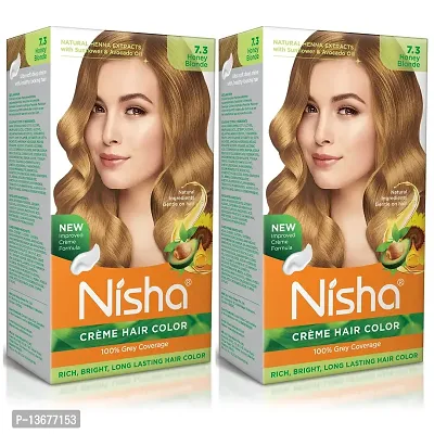 Nisha Cr?me Hair Colour Honey Blonde Hair Colour For Men and Women Hair Highlight Coloring With Henna Extracts Pack of 2 ?