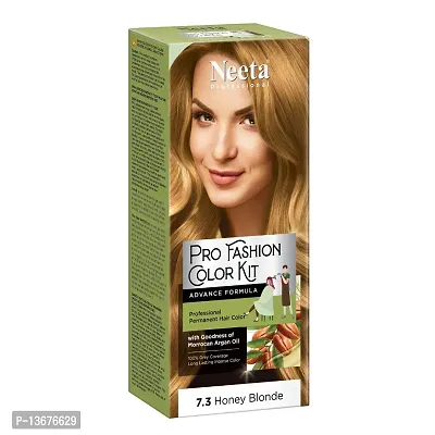 Neeta Professional Pro Fashion Color Kit Permanent Hair Color Honey Blonde 7.3