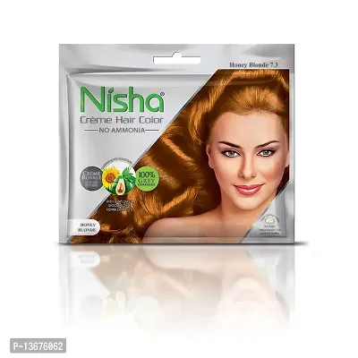 Nisha Cream Hair Color Rich Bright Long Lasting Hair Colouring For Ultra Soft Deep Shine 100% Grey Coverage Conditioning With Natural Herbs Honey Blonde (Pack of 6)-thumb2