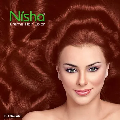Nisha Cr?me Permanent Hair Color, Natural Extract, Bright, Shiny Hair Colour For Women, 60g + 60ml - 5.5 Mahogany ?-thumb4