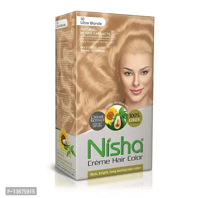 Nisha Cr?me Hair Color with Natural Henna Extracts, 90ml + 60g + 18ml - 10 Ultra Blonde (Pack of 1)