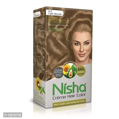 Nisha Cr?me Blonde Hair Color, 8 Light Blonde, 90ml + 60gm, (Pack of 1) ?-thumb0