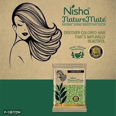 Nisha Nature Mate Henna Based Hair Color for Women Men No Ammonia 100% Herbal Protection and Long-Lasting Strong Shine Hair 25g Pack of 8 (Original Black)-thumb5