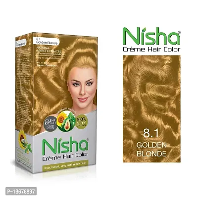 Nisha Cr?me Hair Color, 150g (60gm+90ml+18ml) and Conditioner - Golden Blonde-thumb3