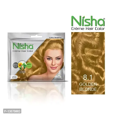 Nisha Creme Hair Color 150gm Jumbo + 40gm Sachet Golden Blonde (Combo Pack)-thumb3