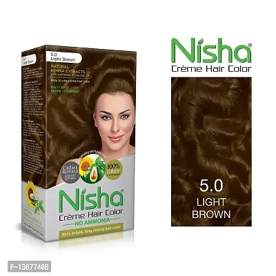 Nisha Hair Cr?me Color Light Brown Hair Color Ammonia Free Hair Color For Men and Women Long Lasting 100% Grey Coverage With Henna Extracts For Hair Care Pack of 2 ?-thumb3