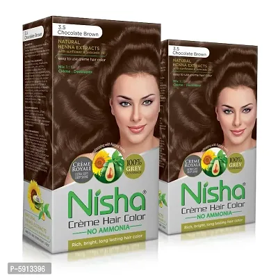 Nisha Creme Hair Color, Chocolate Brown Pack of 2