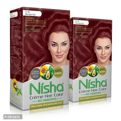 Nisha Creme Hair Color, Burgundy Pack of 2