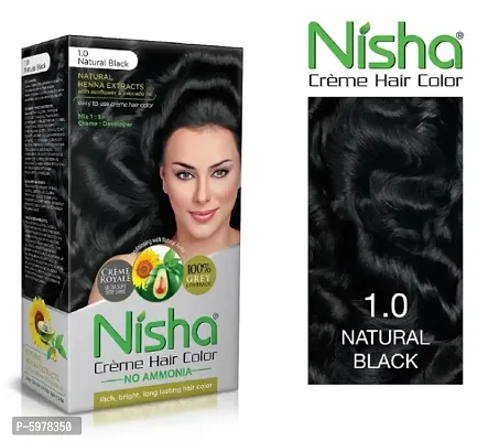 Nisha Creme Hair Color, Natural Black (Pack of 3)-thumb3