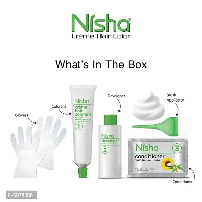 Nisha Creme Hair Color, Natural Black (Pack of 3)-thumb4