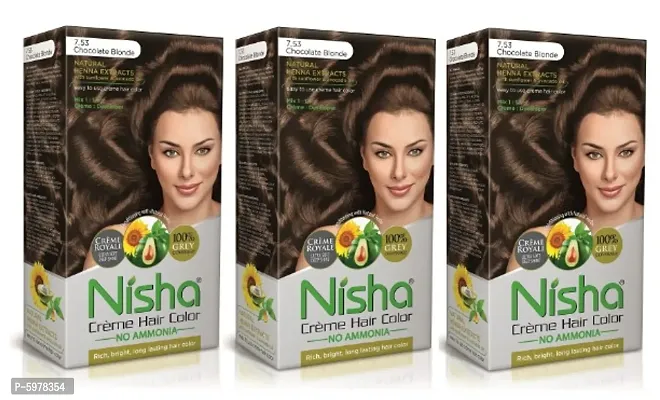 Nisha Creme Hair Color, Chocolate Blonde (Pack of 3)