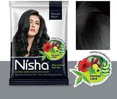 Nisha Natural Henna Based Hair Color Henna Conditioning Herbal Care silky & Shiny Soft Hair 10gm Each Pack (Natural Black, Pack of 10)-thumb1