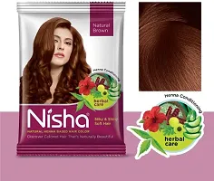 Nisha Natural Henna Based Hair Color Henna Conditioning Herbal Care silky & Shiny Soft Hair 15gm Each Pack (Natural Brown, Pack of 10)-thumb1