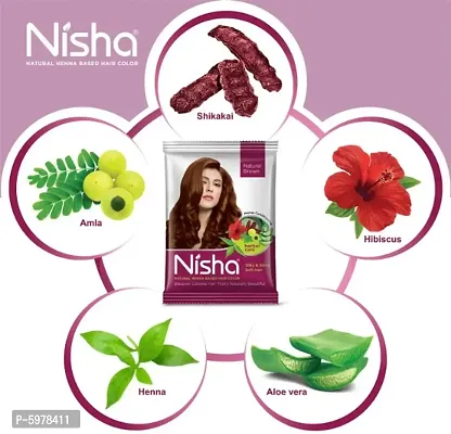 Nisha Natural Henna Based Hair Color Henna Conditioning Herbal Care silky & Shiny Soft Hair 15gm Each Pack (Natural Brown, Pack of 10)-thumb3