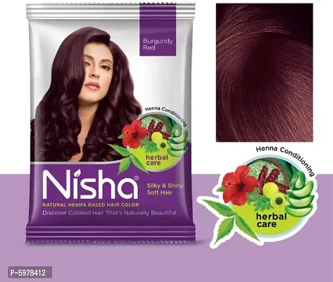 Nisha Natural Henna Based Hair Color Henna Conditioning Herbal Care silky & Shiny Soft Hair 15gm Each Pack (Burgundy Red, Pack of 10)-thumb2