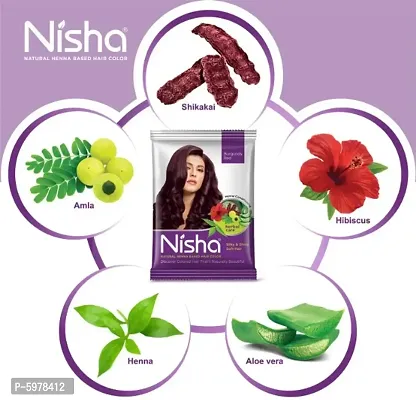 Nisha Natural Henna Based Hair Color Henna Conditioning Herbal Care silky & Shiny Soft Hair 15gm Each Pack (Burgundy Red, Pack of 10)-thumb3