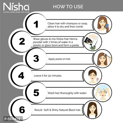 Nisha Natural Henna Based Hair Color Henna Conditioning Herbal Care silky & Shiny Soft Hair 25gm Each Pack (Natural Black, Pack of 10)-thumb3