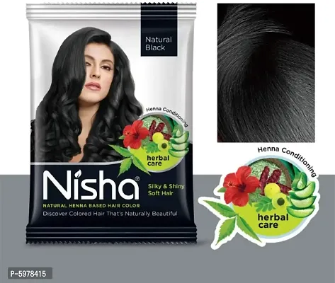 Nisha Natural Henna Based Hair Color Henna Conditioning Herbal Care silky & Shiny Soft Hair 25gm Each Pack (Natural Black, Pack of 12)-thumb4