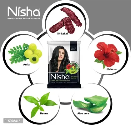 Nisha Natural Henna Based Hair Color Henna Conditioning Herbal Care silky & Shiny Soft Hair 25gm Each Pack (Natural Black, Pack of 12)-thumb3