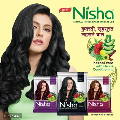 Nisha Natural Henna Based Hair Color Henna Conditioning Herbal Care silky & Shiny Soft Hair 30gm Each Pack (Natural Brown, Pack of 10)-thumb4