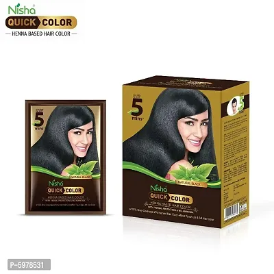 Nisha Quick Color Henna Based Hair Color 60gm Natural Black (Pack of 1)-thumb0