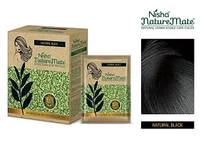 Nisha Nature Mate Henna based hair Color No ammonia 100% herbal protection and long-lasting strong shine hair (Pack of 1, Natural Black)-thumb1