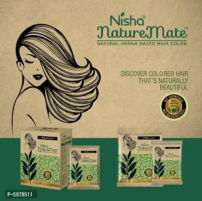 Nisha Nature Mate Henna based hair Color No ammonia 100% herbal protection and long-lasting strong shine hair (Pack of 1, Natural Black)-thumb5