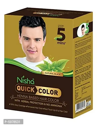 Nisha Quick Color Henna Based Hair Color 60gm Natural Black (Pack of 1)-thumb2