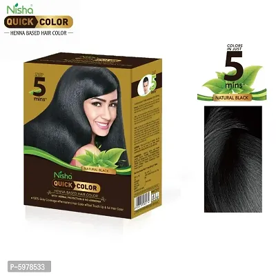 Nisha Quick Color Henna Based Hair Color 60gm Natural Black (Pack of 3)-thumb4