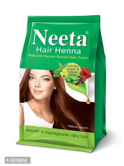 Neeta Hair Henna Natural Henna Hair Color - Hair Dye 100% Natural, Raw, Vegan & Free of Harmful additives (Natural Brown, Pack of 4)
