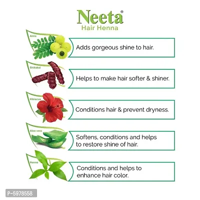 Neeta Hair Henna Natural Henna Hair Color - Hair Dye 100% Natural, Raw, Vegan & Free of Harmful additives (Natural Brown, Pack of 4)-thumb3