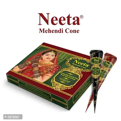 Neeta Mehendi Cone Body Art All Natural Herbal Ingredients Made from Pure Henna Past (Pack of 12 Pieces)-thumb0