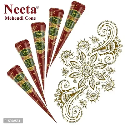 Neeta Mehendi Cone Body Art All Natural Herbal Ingredients Made from Pure Henna Past (Pack of 12 Pieces)-thumb2