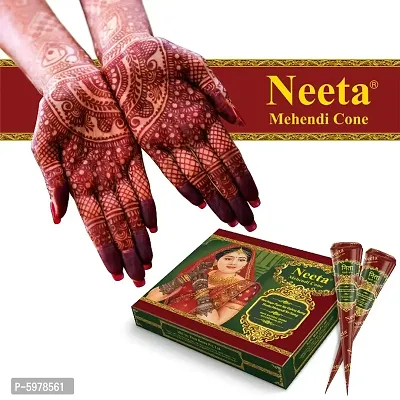 Neeta Mehendi Cone Body Art All Natural Herbal Ingredients Made from Pure Henna Past (Pack of 12 Pieces)-thumb4