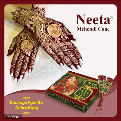 Neeta Mehendi Cone Body Art All Natural Herbal Ingredients Made from Pure Henna Past (Pack of 12 Pieces)-thumb5