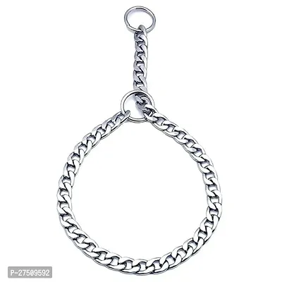 Stylish Silver Smart Pups Chrome Plated Training Choke Chain Collars For Dogs-thumb0