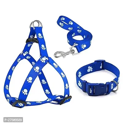 Stylish Blue Smart Pups Dog Nylon Harness Colour May Very Panja Print Harness Leash And Collar Set