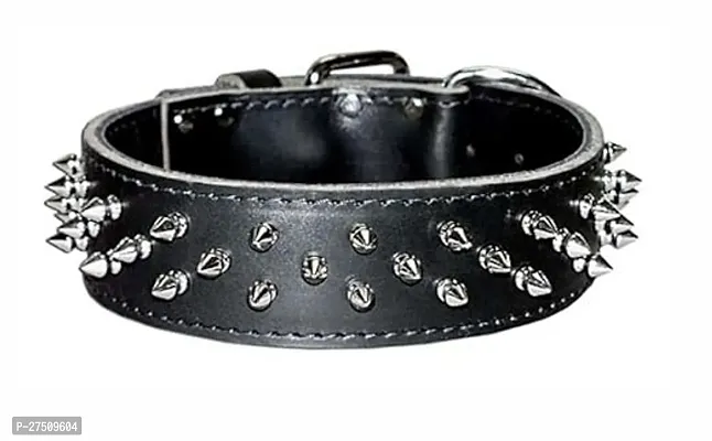 Stylish Black Bohobark Studded Leather Dog Collars Medium Large Dog Necklace For Pitbull Doberman