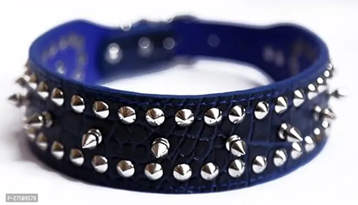 Stylish Blue Bohobark Pet Collar Luxury Leather Dog Collar Bullet-Shaped Pu Pet