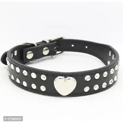 Stylish Black Bohobark Dog Collar Pet Supplies Shiny Rhinestone Pet Collar Smooth Peach Heart Pet Collar