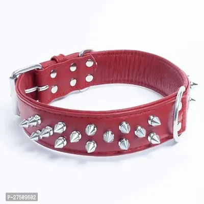 Stylish Red Bohobark Silver Spikes Dog Collar,1.5 Inch Dog Coller Nikel Spike Design