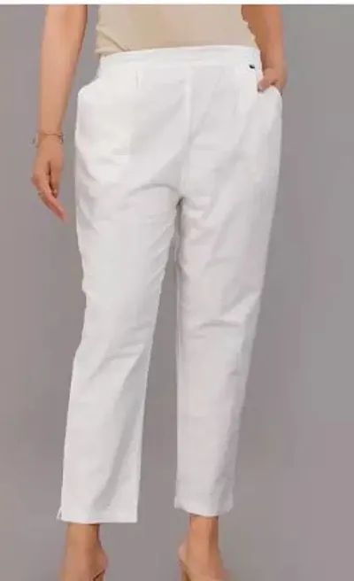 Elegant Blend Solid Trousers For Women