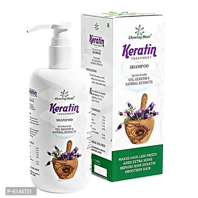 Keratin Shampoo, Glowing Buzz Keratin Treatment Shampoo for hair wash smoother and shinier hairs - 300ml