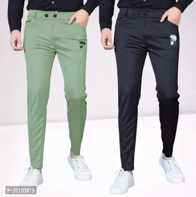 Stylish Lycra Solid Trouser For Men Pack Of 2-thumb0