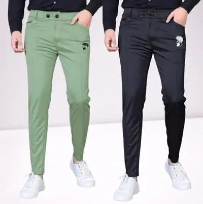 Stylish Lycra Solid Trouser For Men Pack Of 2