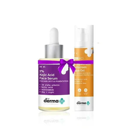 derma co 1% Hyaluronic Sunscreen Aqua Gel - 50g + Derma 2% kojic acid face serum 30ml